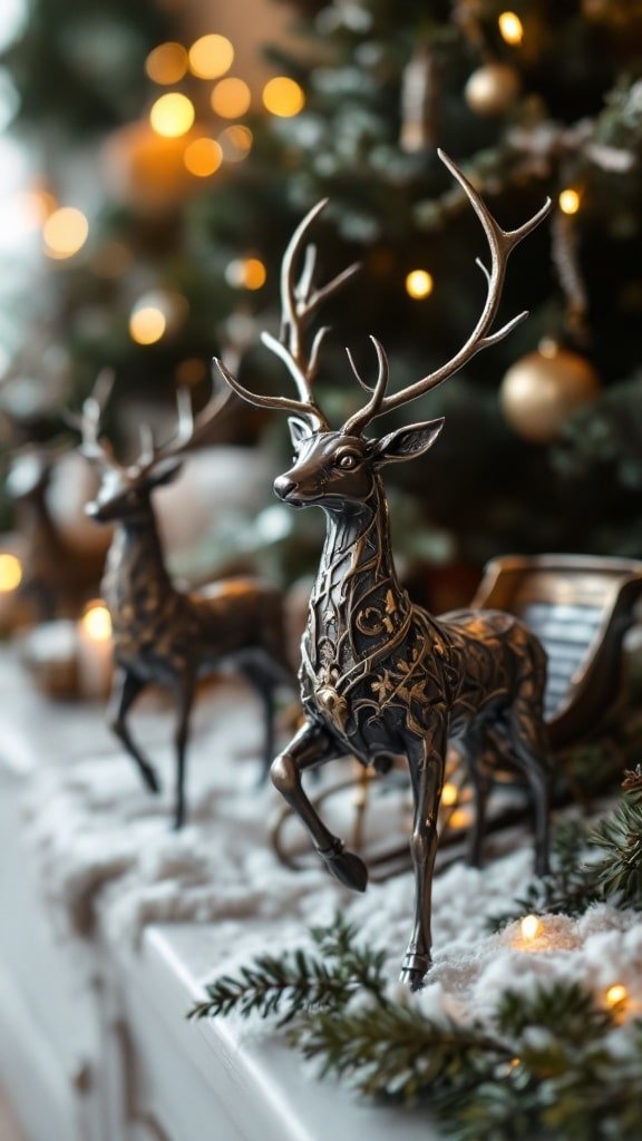 Wrought Iron Sleighs and Reindeer