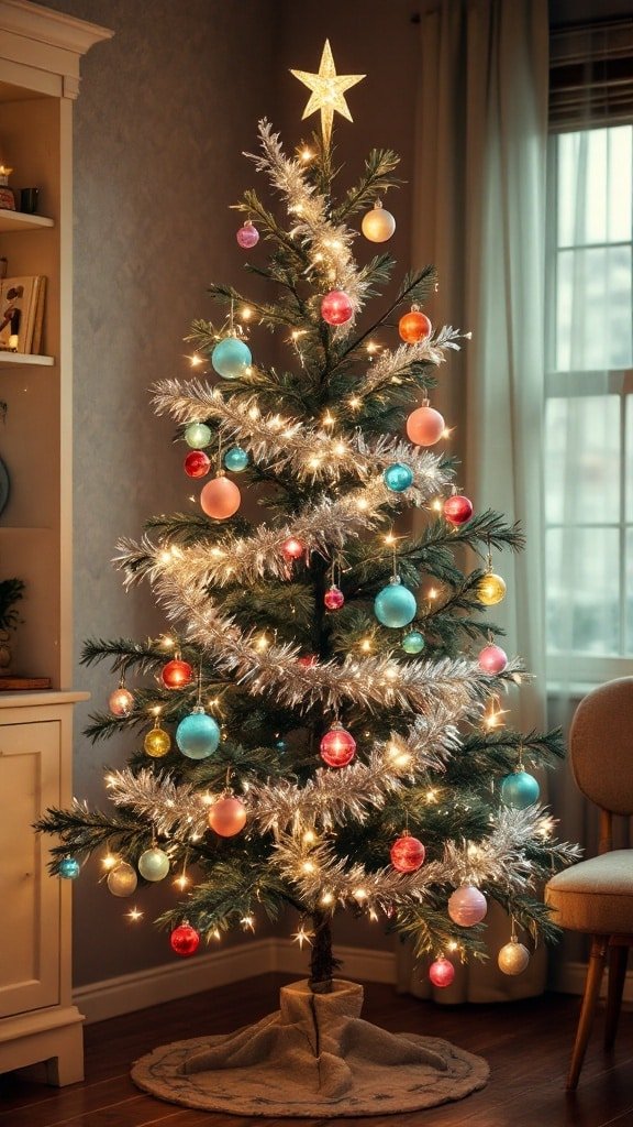 Tinsel-Draped Christmas Tree
