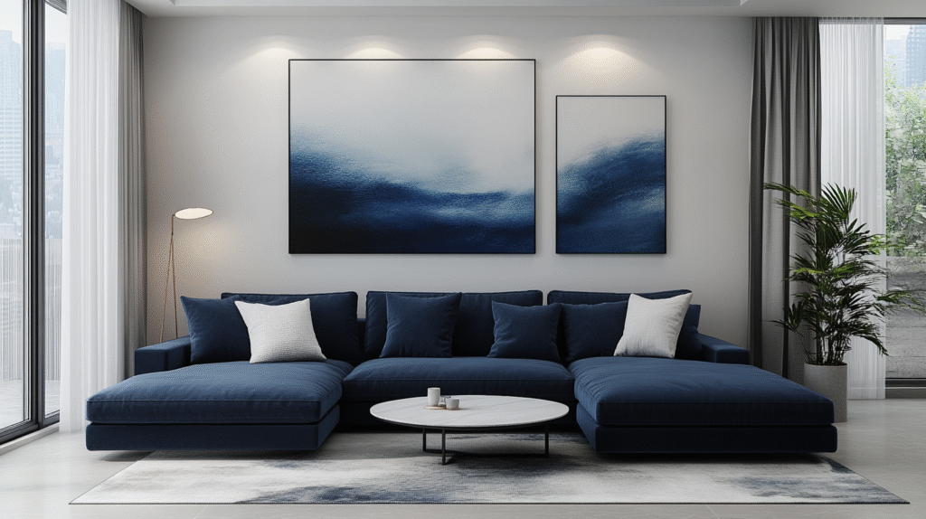 blue couch living room