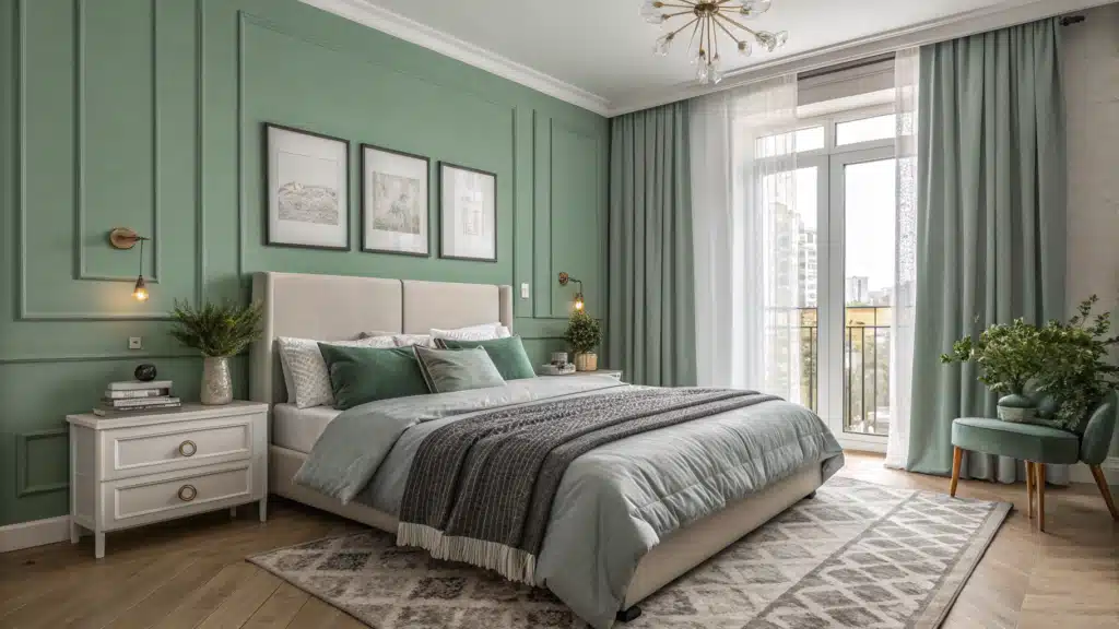 Sage Green and Grey Bedroom