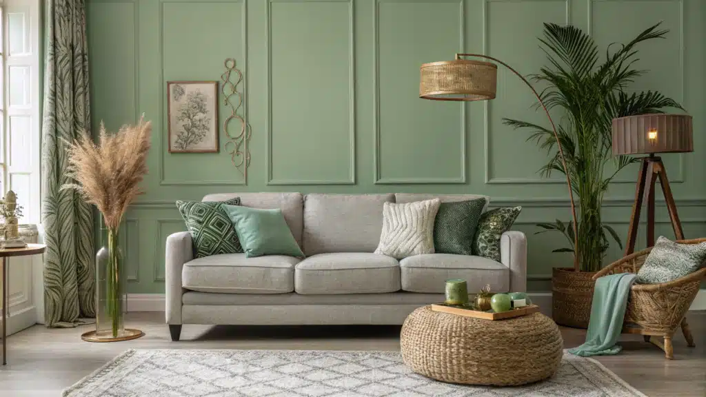 Sage Green and Grey Living Room