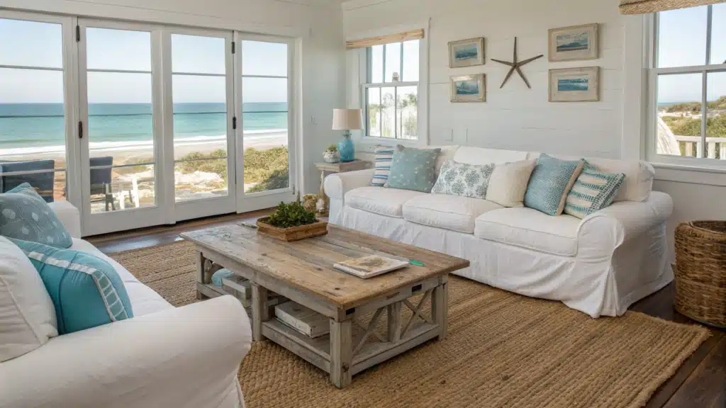 beachy living room